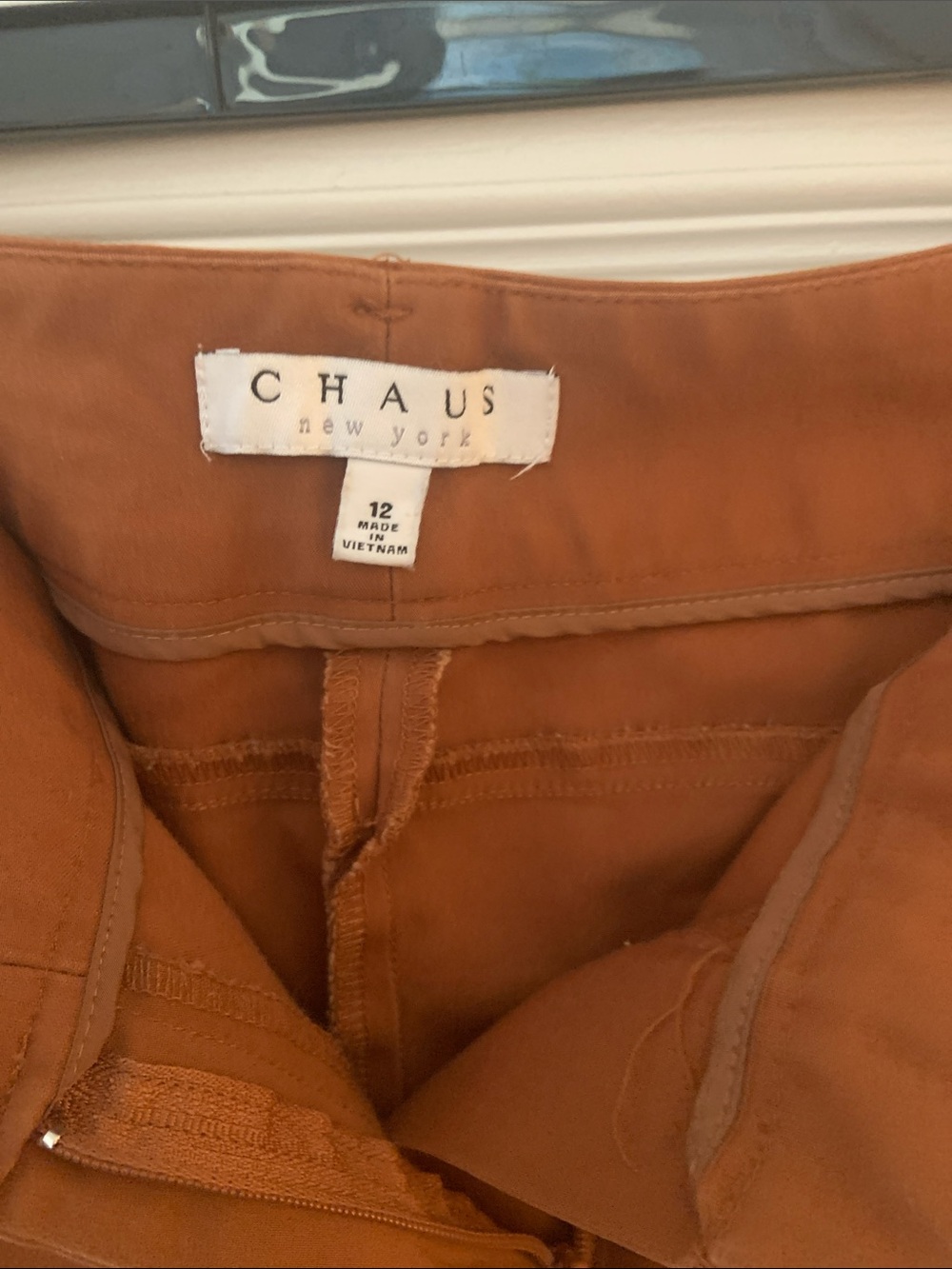 Chaus Rust Straight-Leg Ponte Pants with Zip Accents - Picture 2 of 8